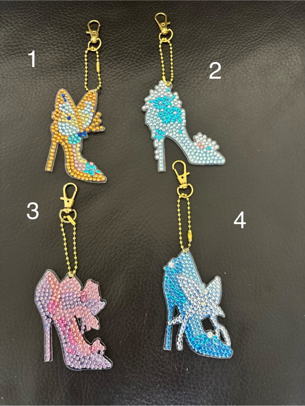 Hand Crafted Rhinestone High Heel Bag Charm Keychain - pick 1 (sealed)